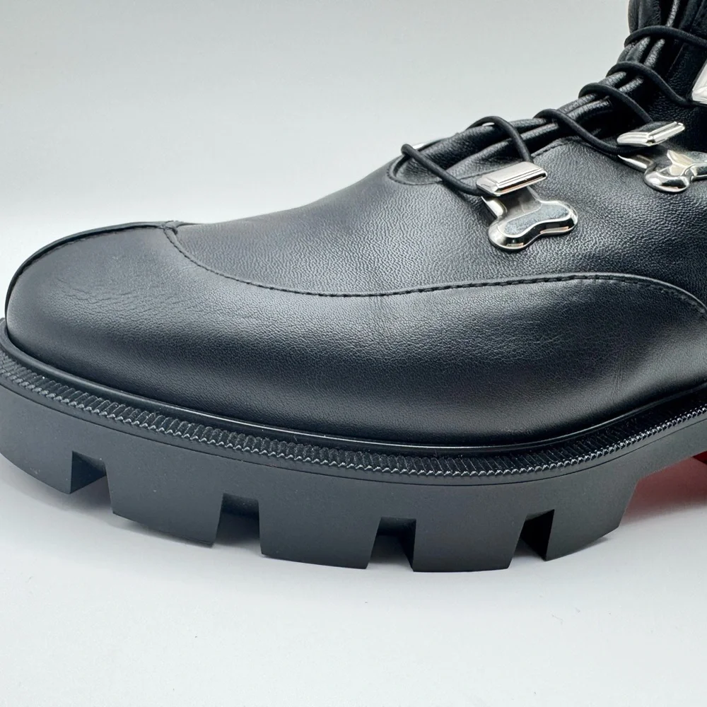 Christian Louboutin Our Georges Calf Flat Ankle Combat Moto Biker Boots Sz 36 - Picture 4 of 9